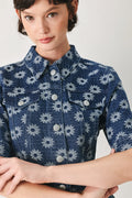 Sweet Daisy Woven Jacquard Denim Jacket