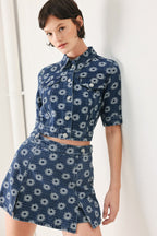 Sweet Daisy Woven Jacquard Denim Jacket