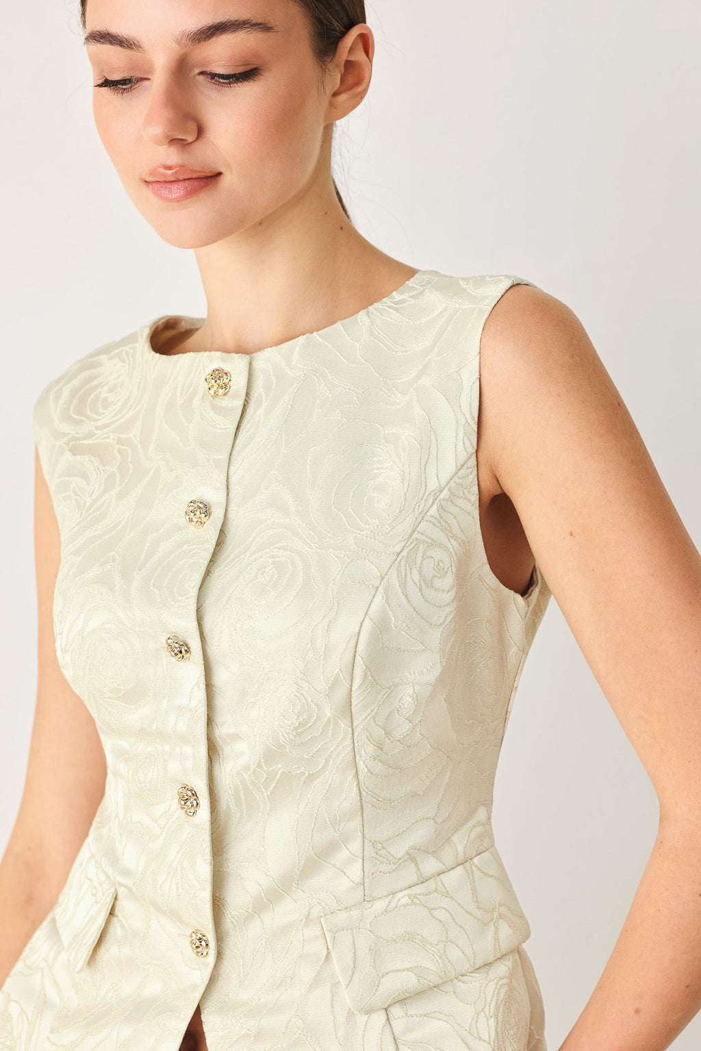Marzipan Floral Jacquard Vest