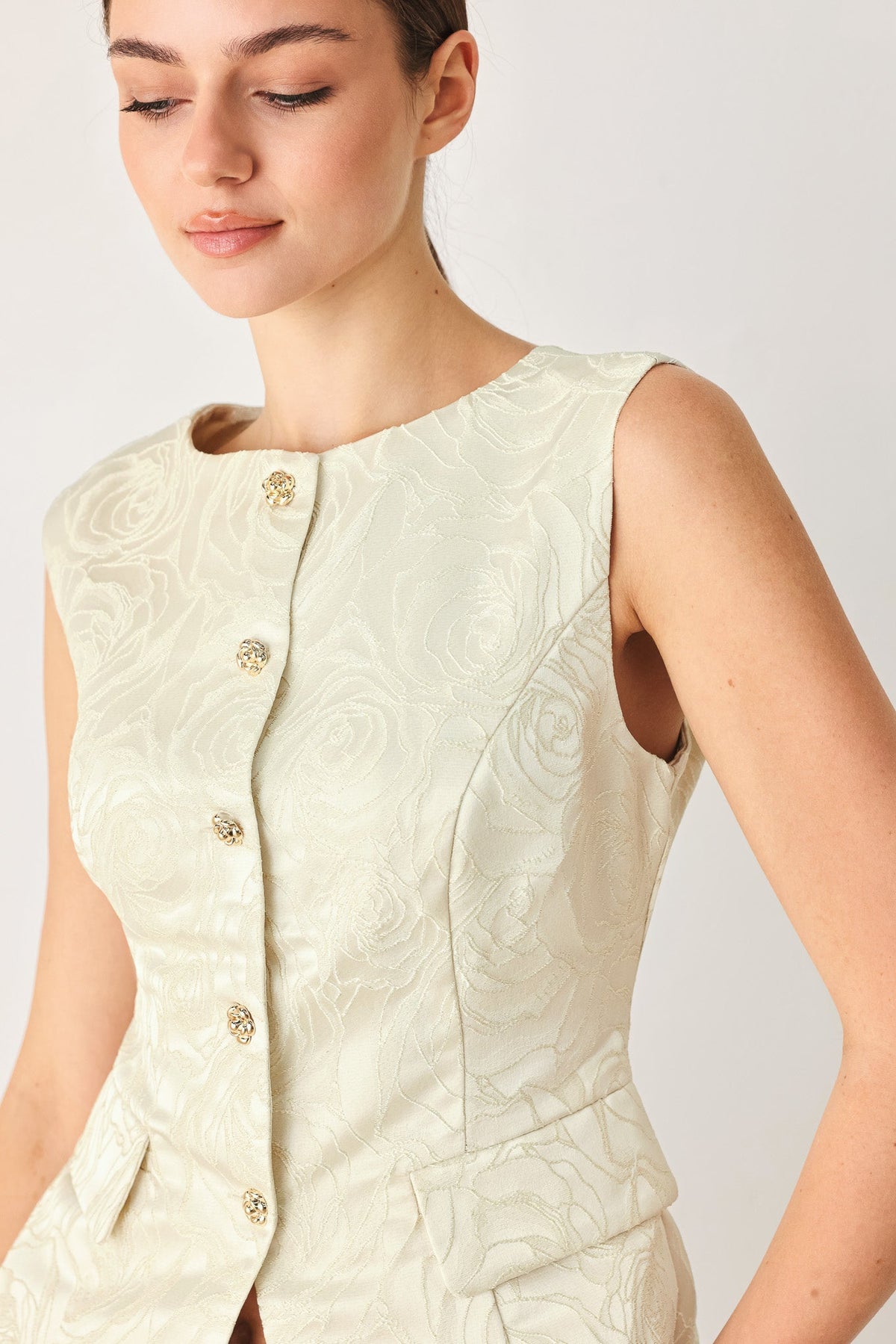Marzipan Floral Jacquard Vest