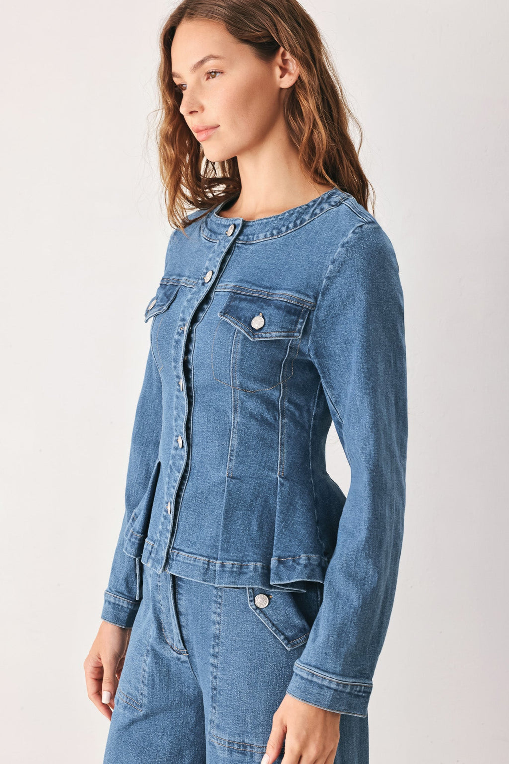 Briar Blue Flared Denim Jacket