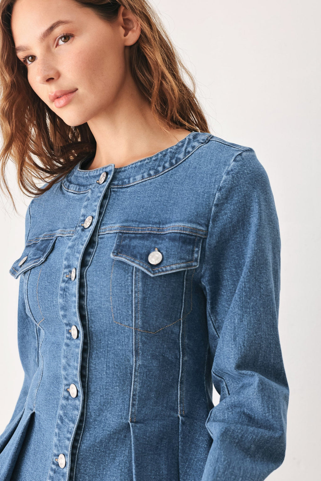 Briar Blue Flared Denim Jacket