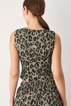 Leopard Luxe Button-Front Vest