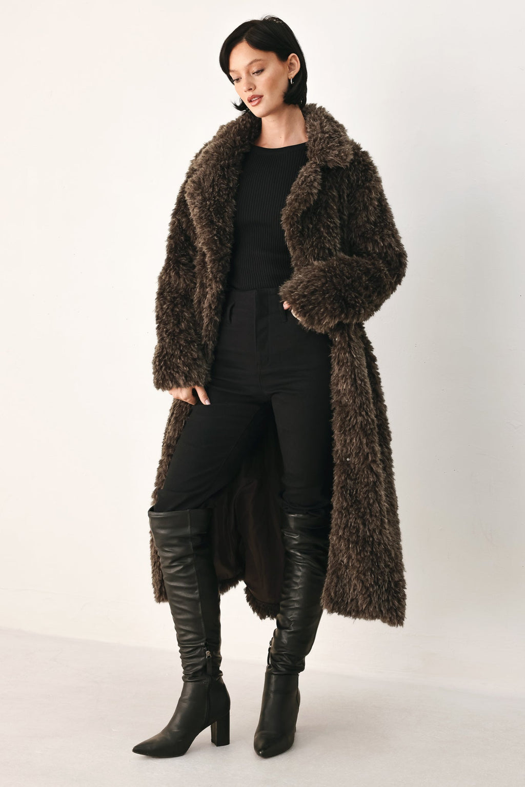 Cocoon Charm Brown Faux Fur Cropped Jacket