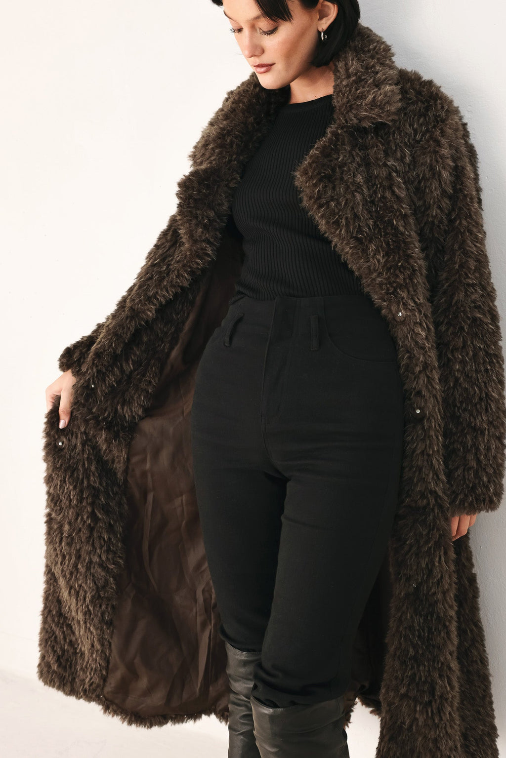 Cocoon Charm Brown Faux Fur Cropped Jacket