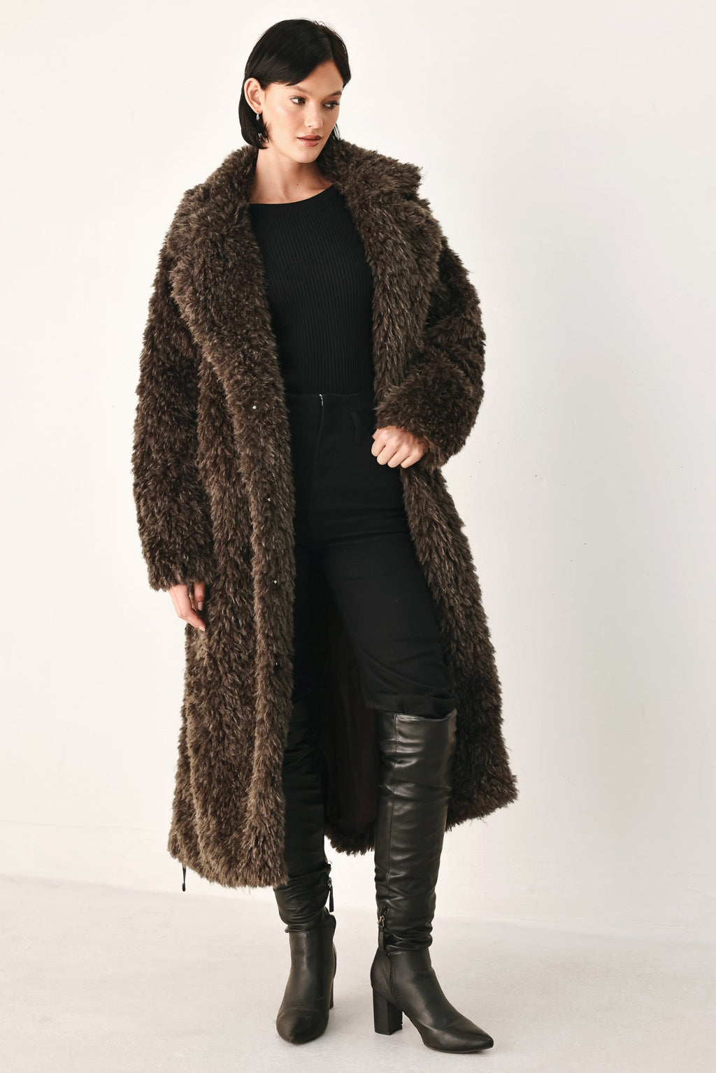Cocoon Charm Brown Faux Fur Cropped Jacket