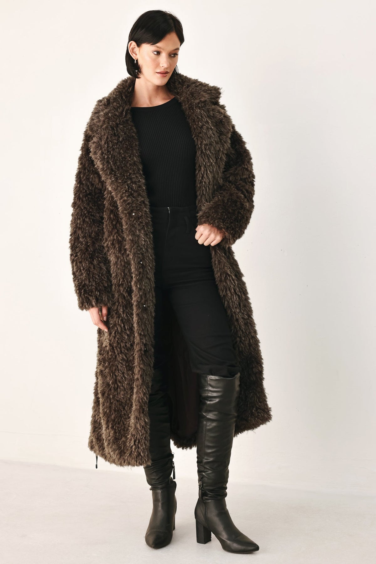 Cocoon Charm Brown Faux Fur Cropped Jacket