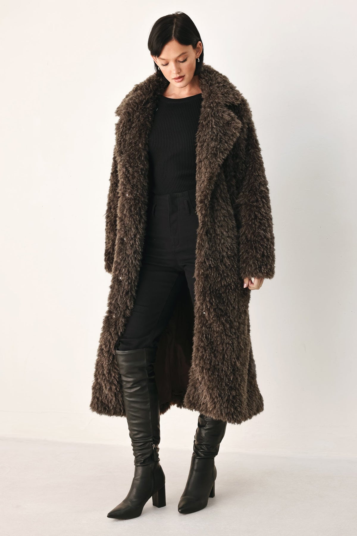 Cocoon Charm Brown Faux Fur Cropped Jacket