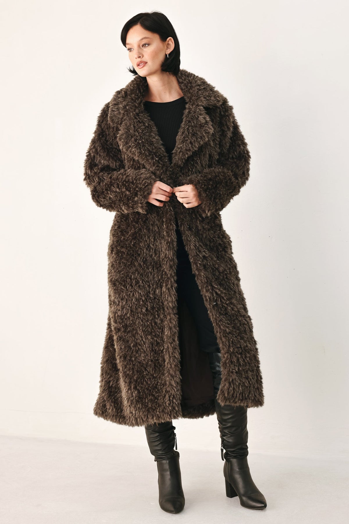 Cocoon Charm Brown Faux Fur Cropped Jacket
