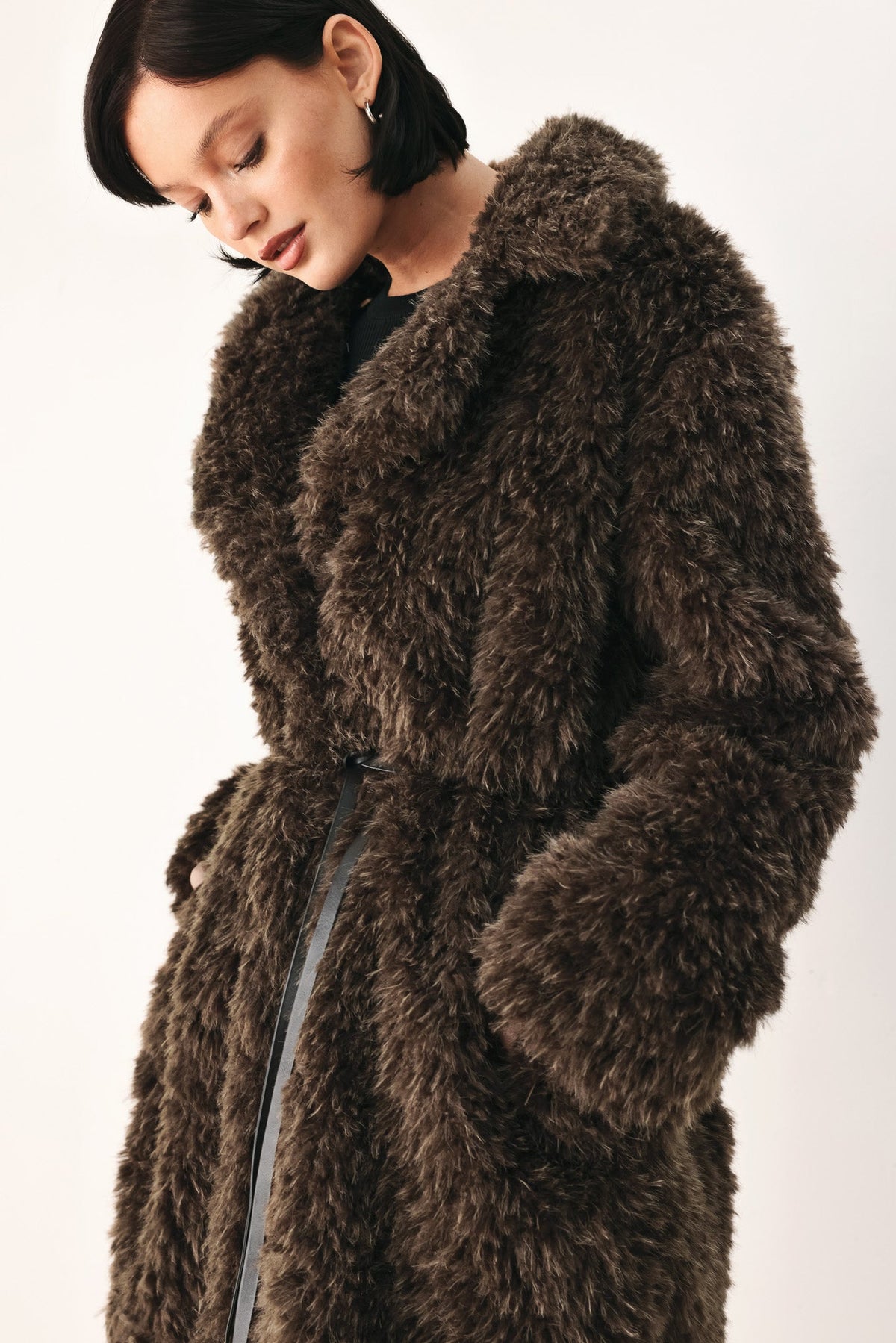 Cocoon Charm Brown Faux Fur Cropped Jacket