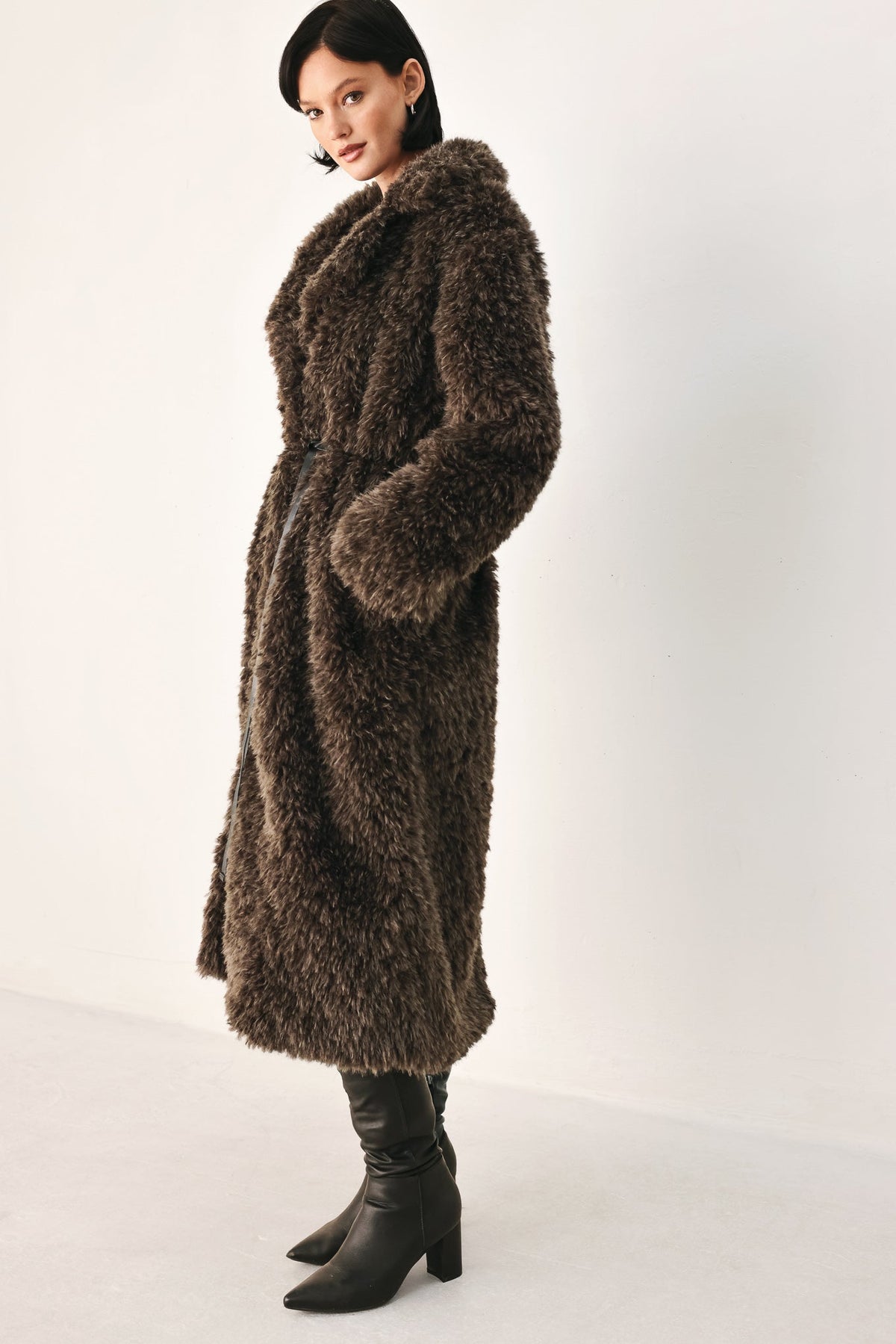 Cocoon Charm Brown Faux Fur Cropped Jacket