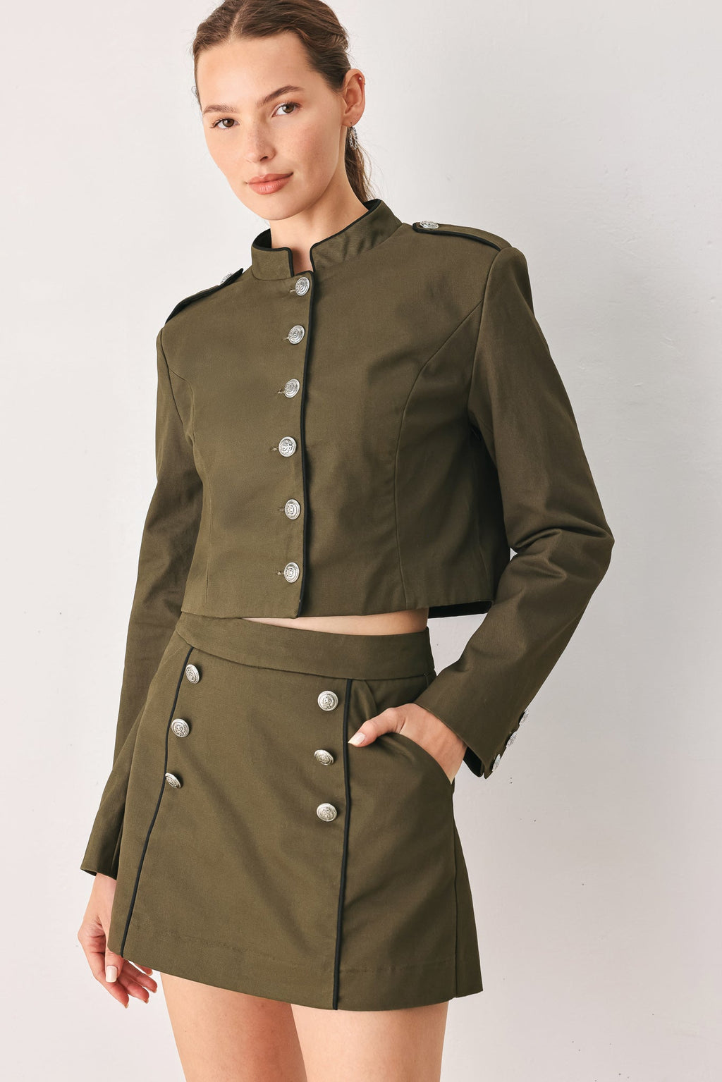 Olive Cadet Crop Jacket