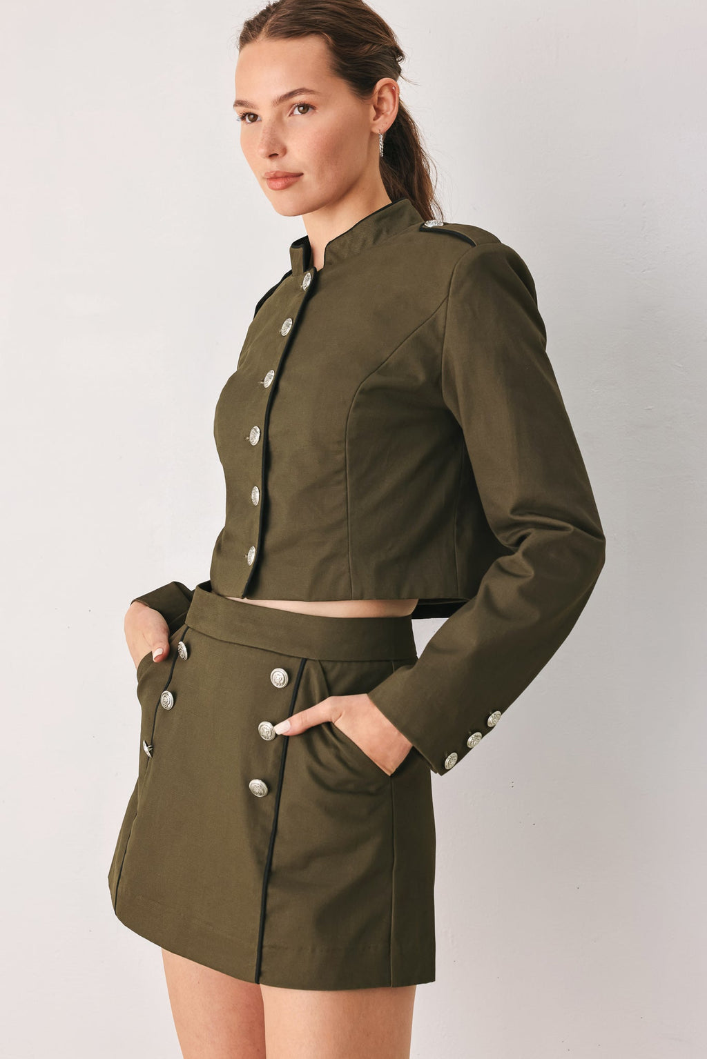 Olive Cadet Crop Jacket