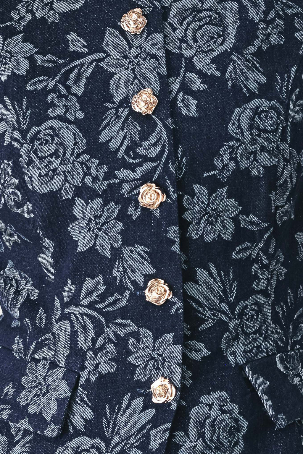 Midnight Rose Jacquard Denim Vest
