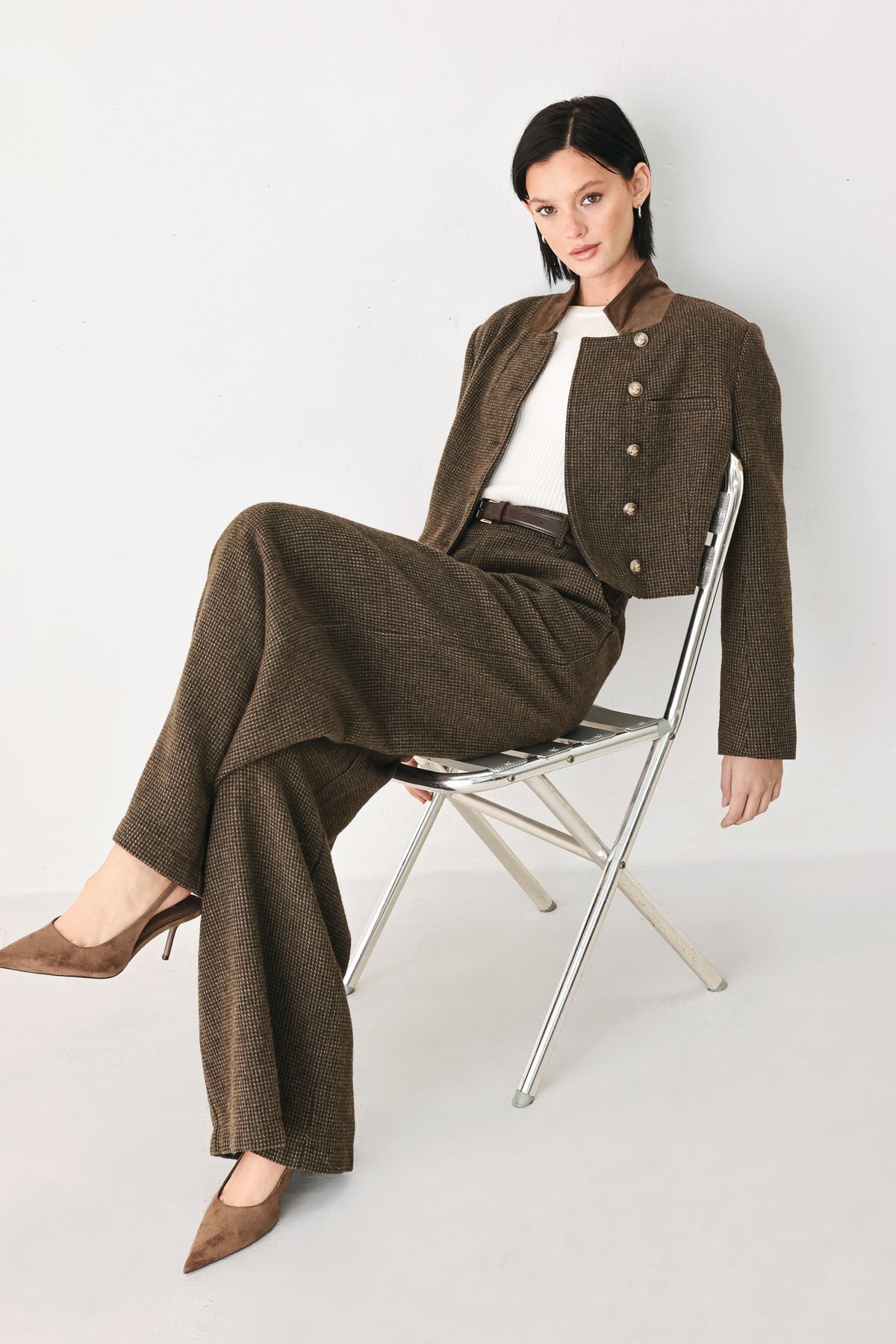 Heritage Charm Houndstooth Cropped Jacket