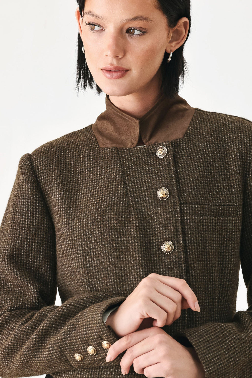 Heritage Charm Houndstooth Cropped Jacket