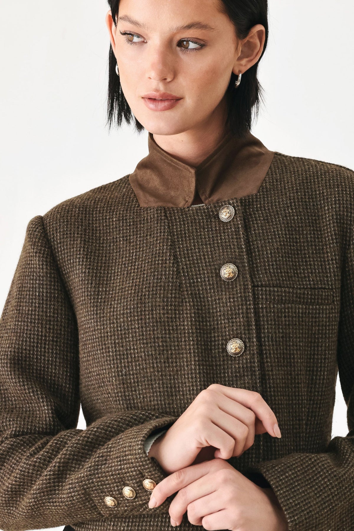 Heritage Charm Houndstooth Cropped Jacket