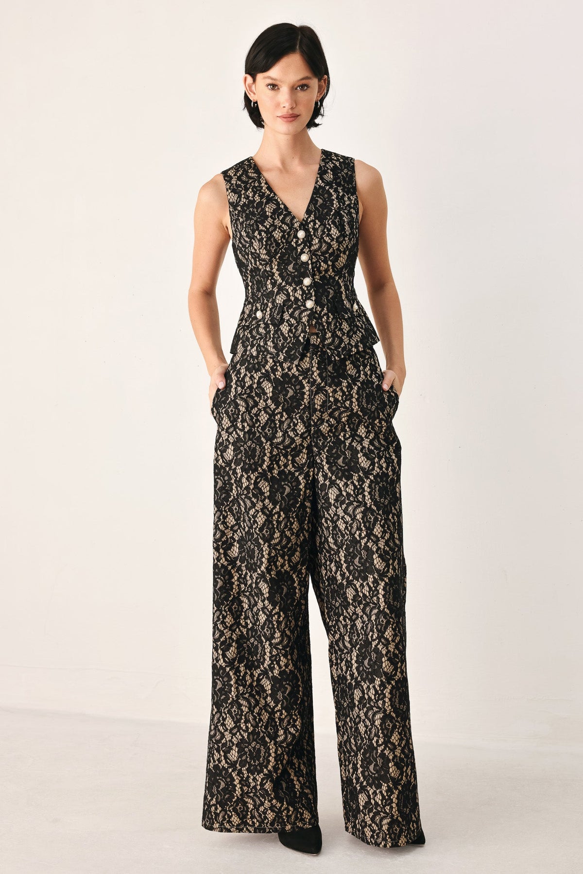 Lace Theory Black/Camel Vest