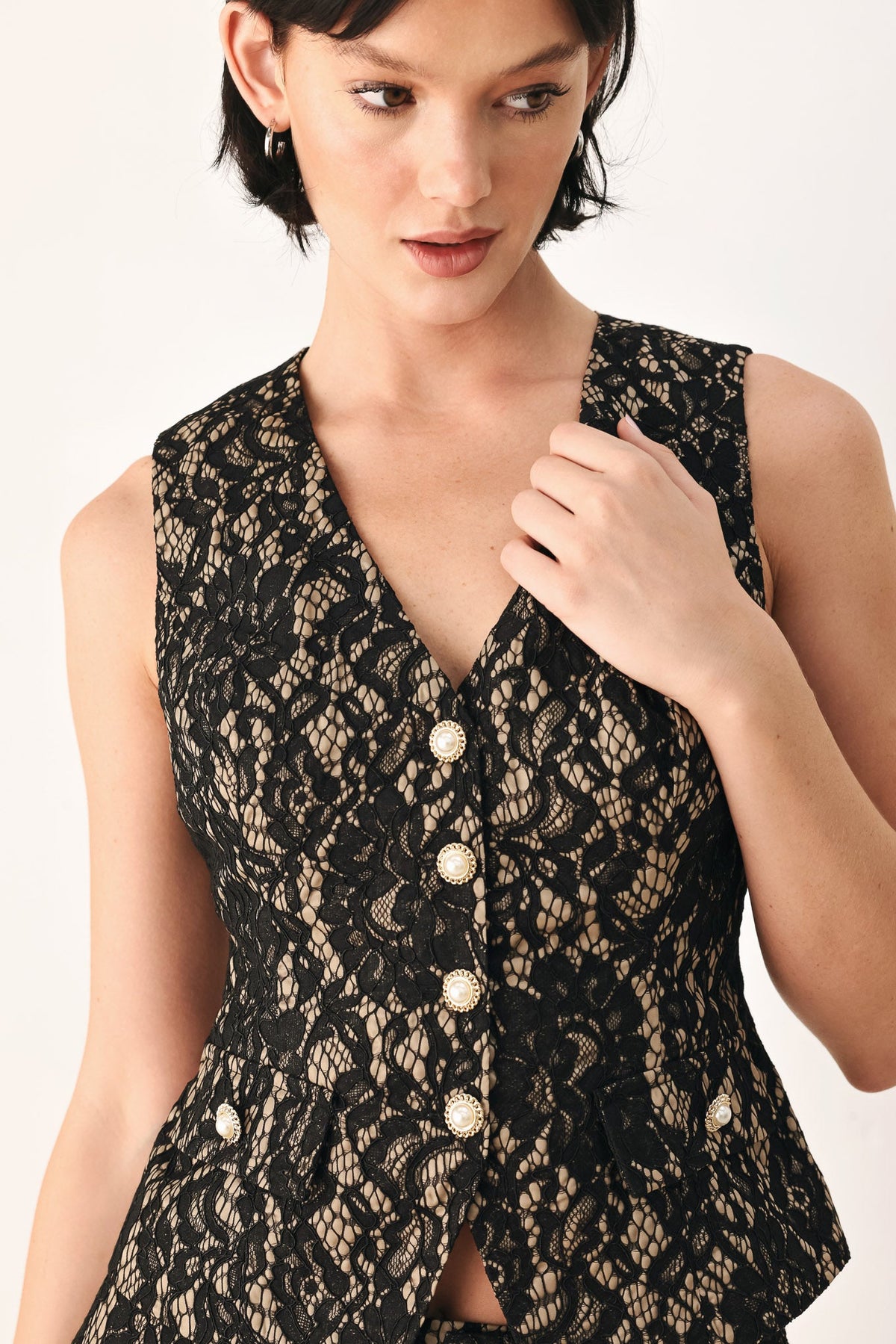 Lace Theory Black/Camel Vest