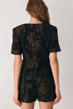 Cocoa Tapestry Jacquard Button-Down Top