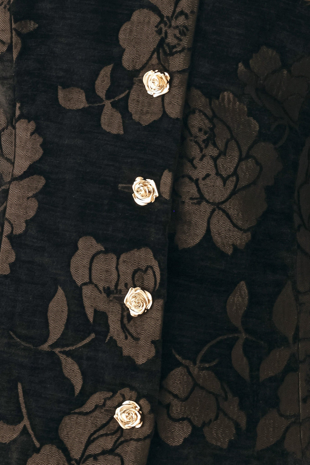 Cocoa Tapestry Jacquard Button-Down Top