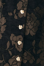Cocoa Tapestry Jacquard Button-Down Top