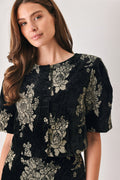 Gilded Velvet Black & Gold Jacquard Cropped Jacket