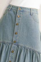 INTRICATE CHARM DENIM MIDI SKIRT