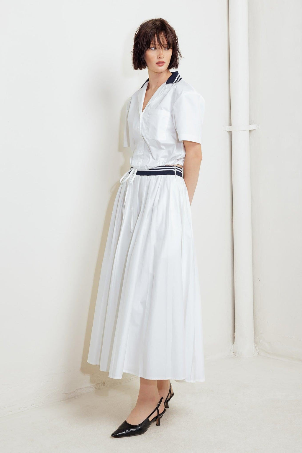 Coastal Collar Midi Skirt