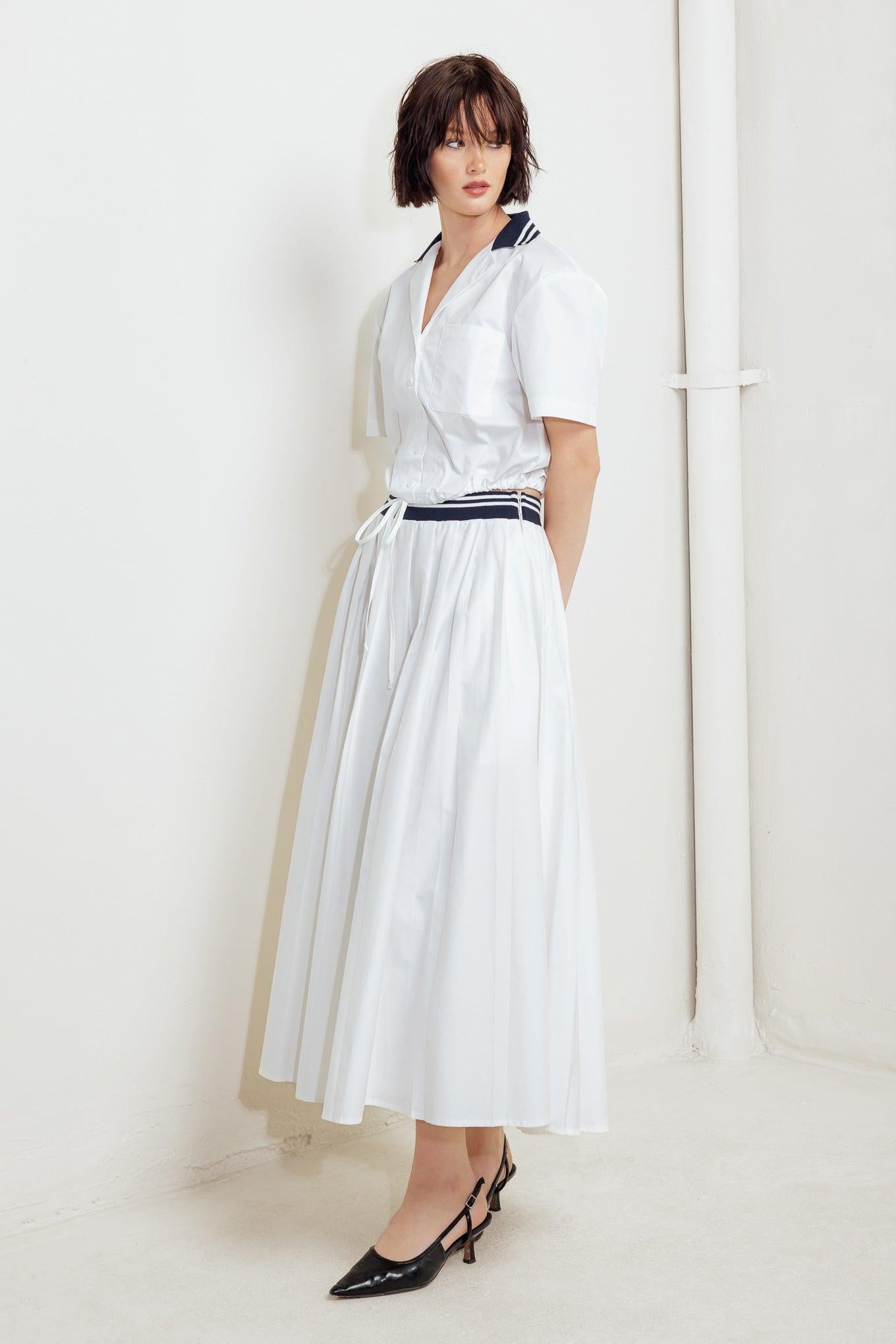 Coastal Collar Midi Skirt