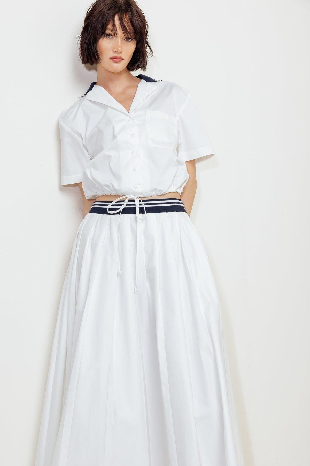 Coastal Collar Midi Skirt