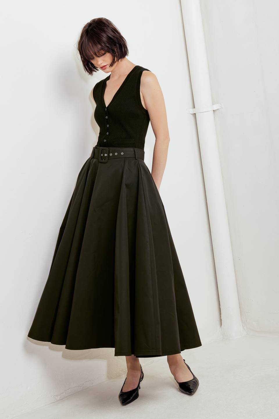 Rouge Allure Full Midi Skirt