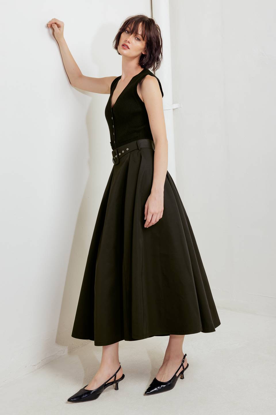 Rouge Allure Full Midi Skirt