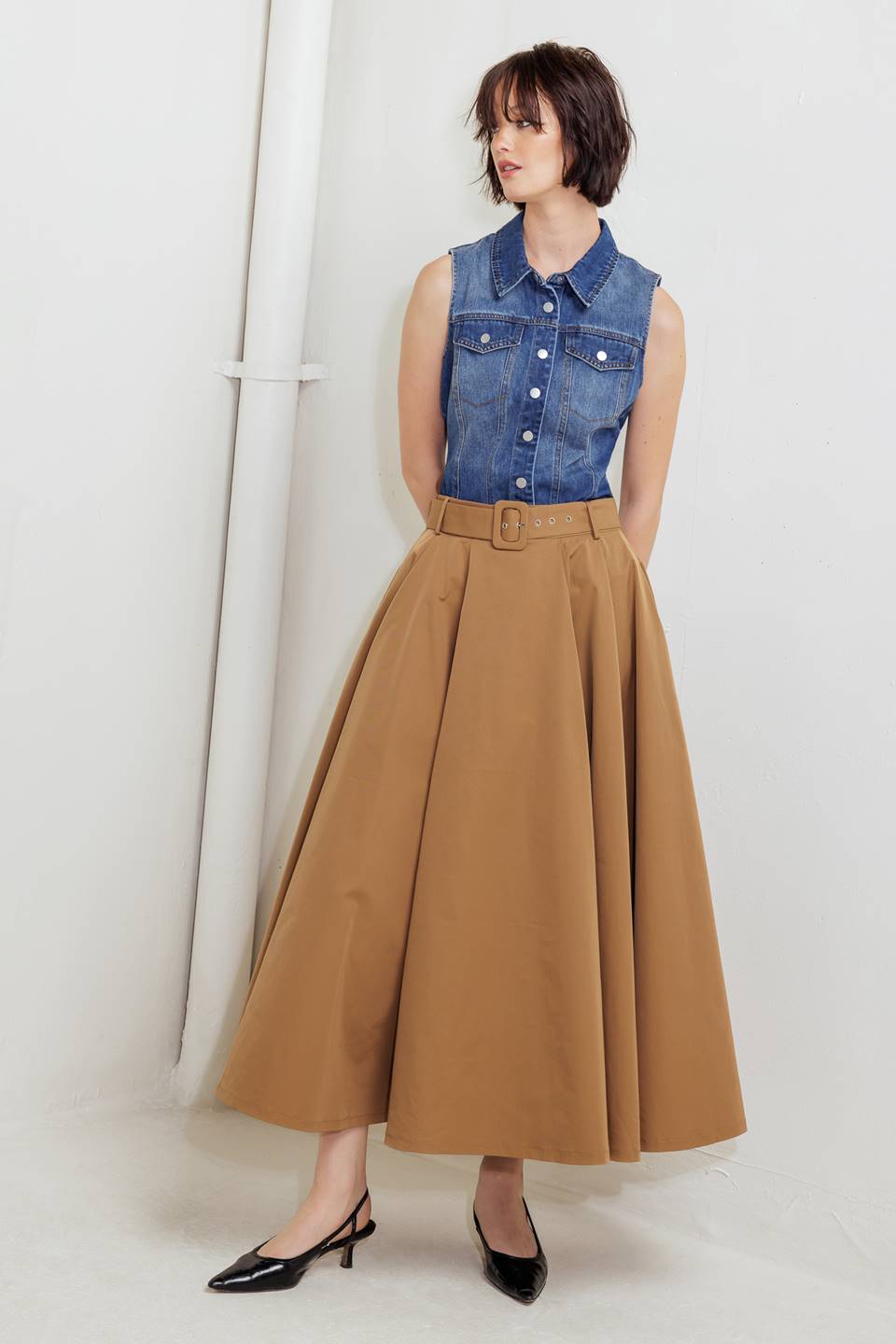 Rouge Allure Full Midi Skirt
