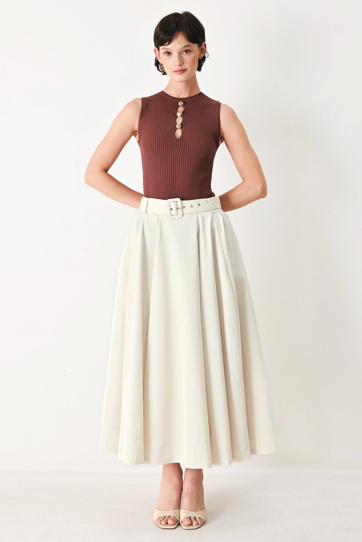 Rouge Allure Full Midi Skirt