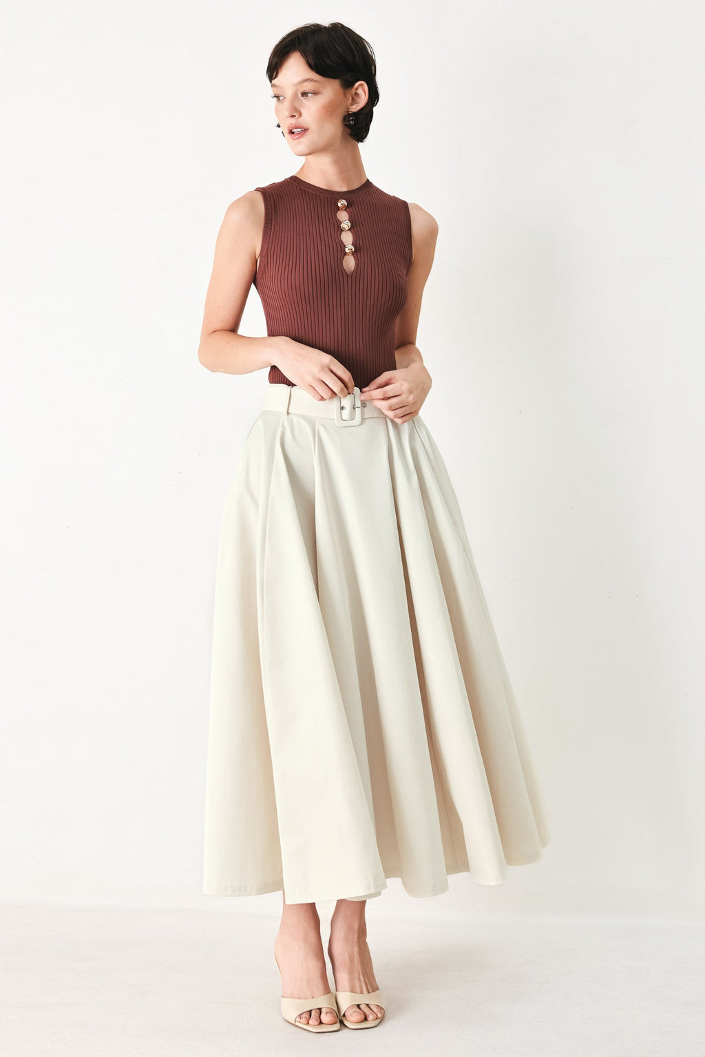 Rouge Allure Full Midi Skirt
