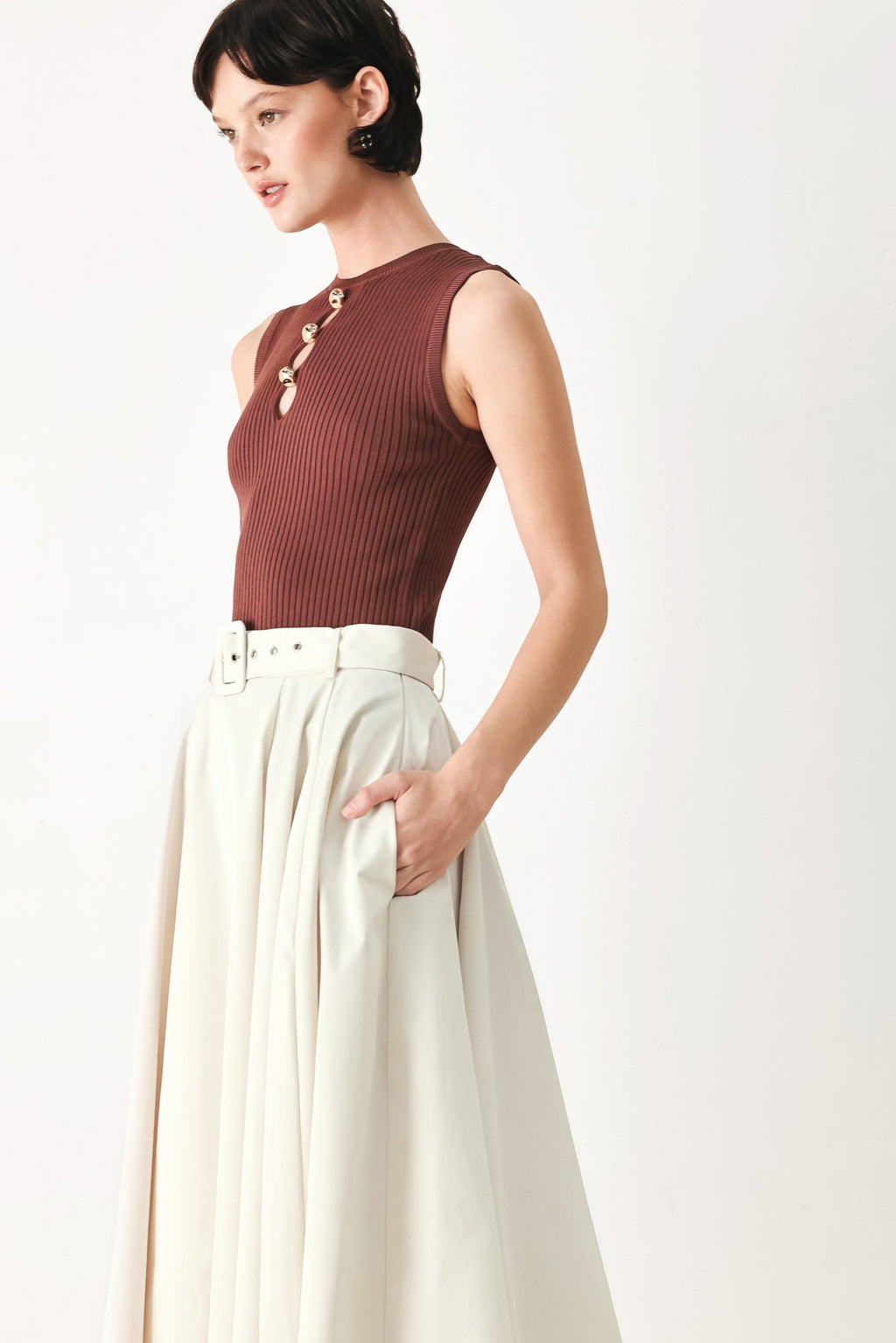 Rouge Allure Full Midi Skirt