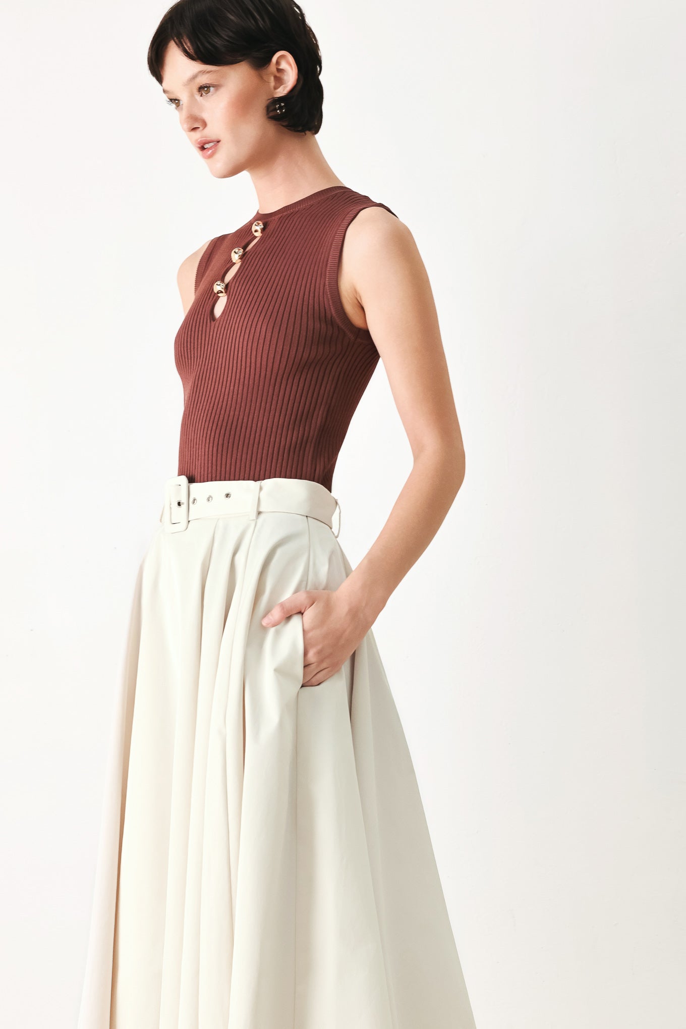 Rouge Allure Full Midi Skirt