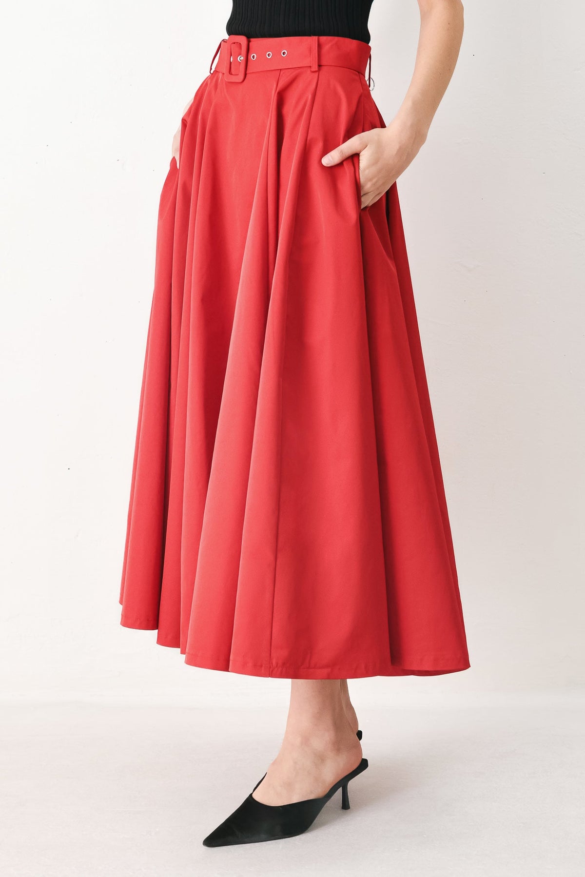 Rouge Allure Full Midi Skirt