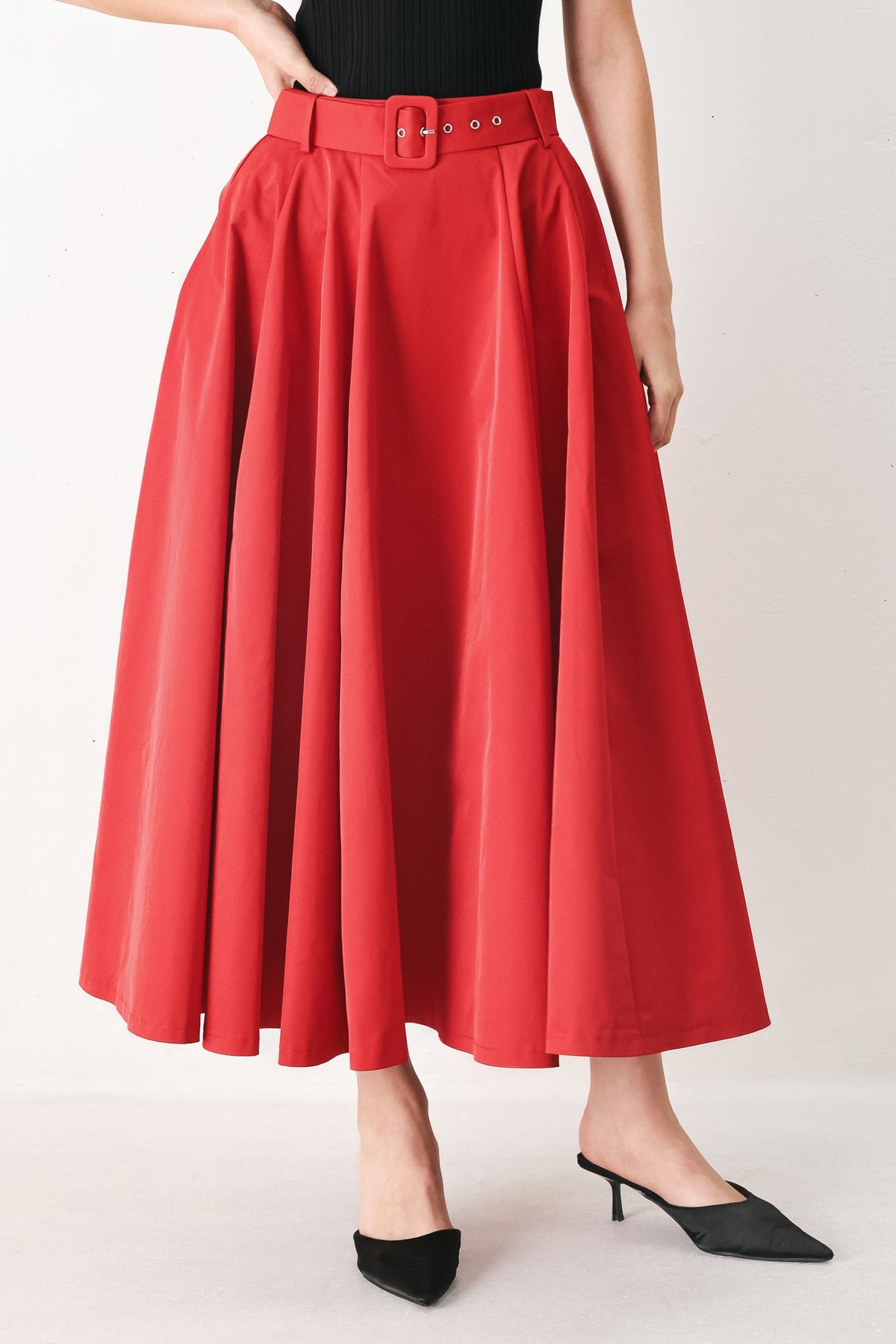 Rouge Allure Full Midi Skirt