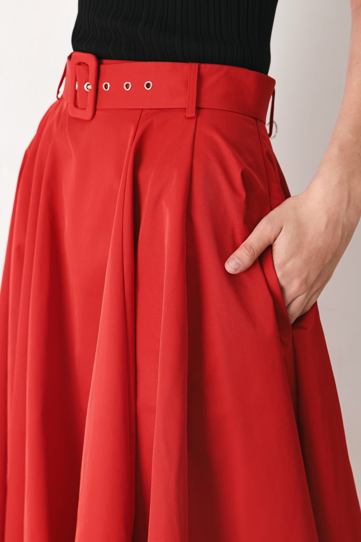 Rouge Allure Full Midi Skirt