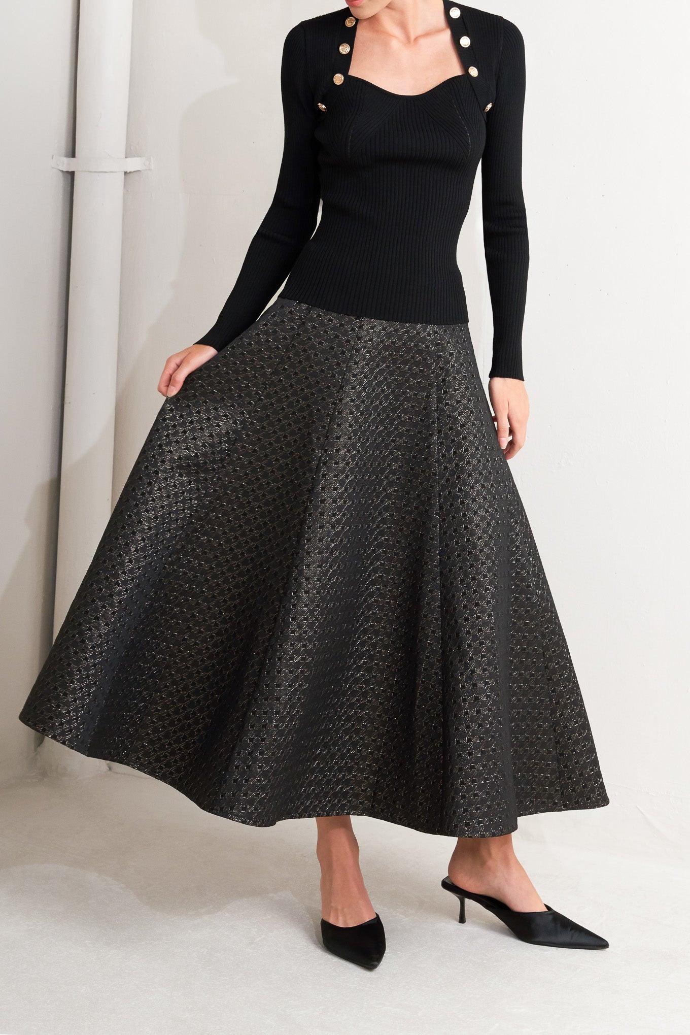 Evening Sculpt Metallic Circle Skirt