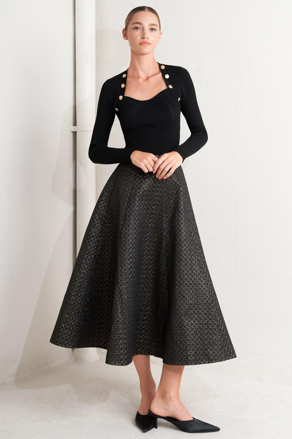 Evening Sculpt Metallic Circle Skirt