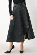 Shadow Stitch Romance Denim Midi Skirt
