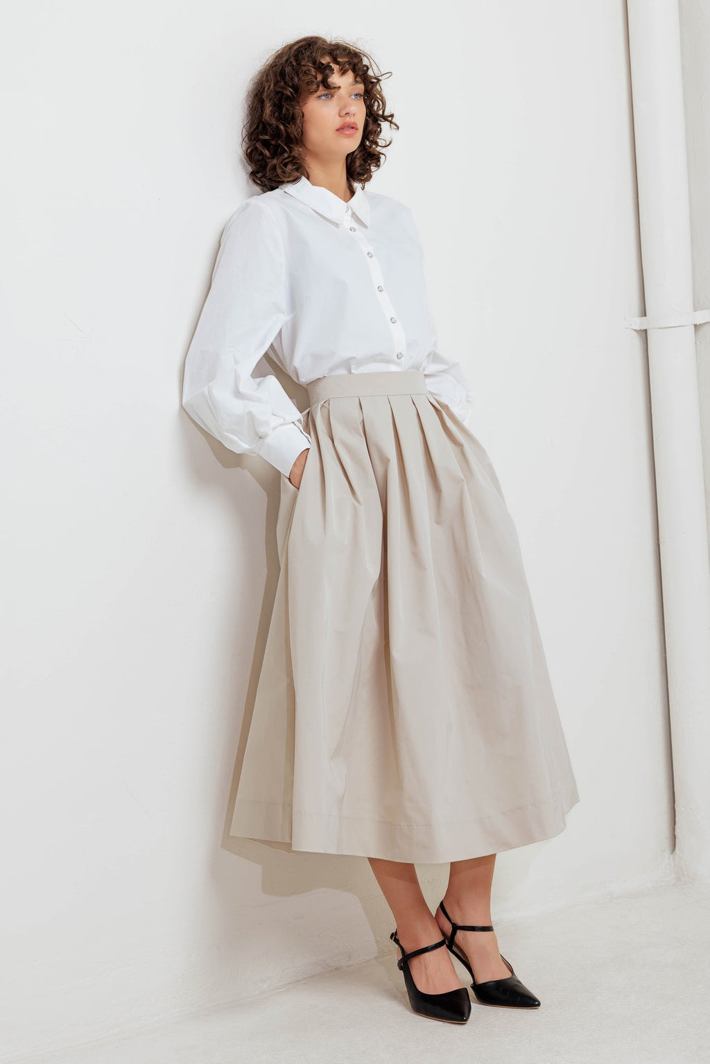 SOFT POEM WOVEN FULL MIDI SKIRT