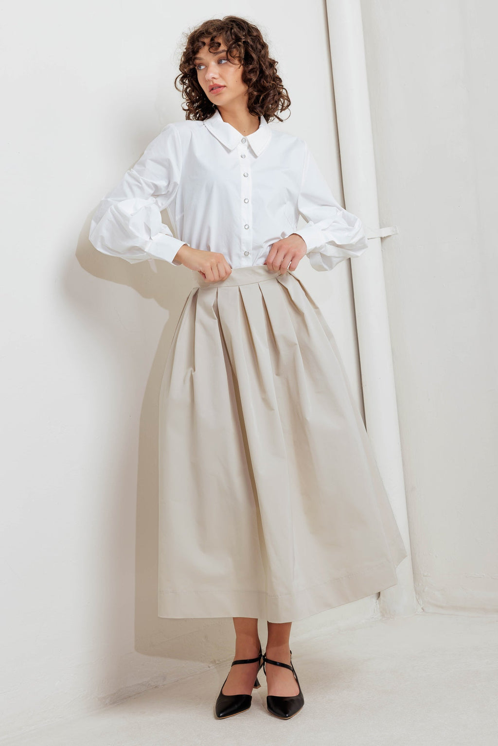 SOFT POEM WOVEN FULL MIDI SKIRT