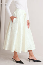ROSÉ TEXTURE WOVEN FULL MIDI SKIRT
