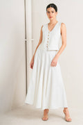 PALE FRAME WHITE WOVEN CIRCLE SKIRT