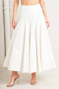 Pale Frame White Woven Pleated Skirt