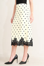 PARIS POLKA WOVEN MIDI PENCIL SKIRT